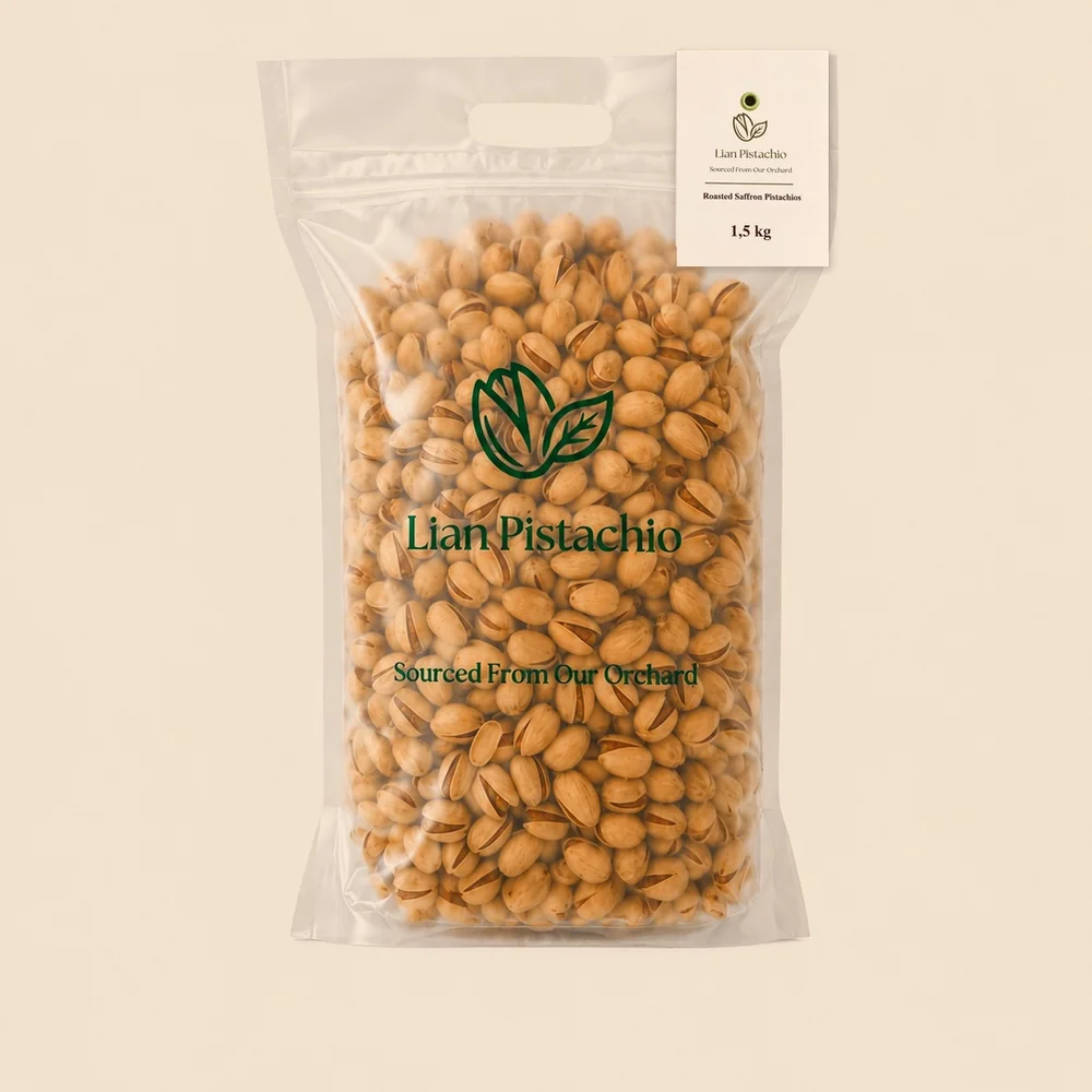 Saffron roasted pistachios, 1.5 kg bag
